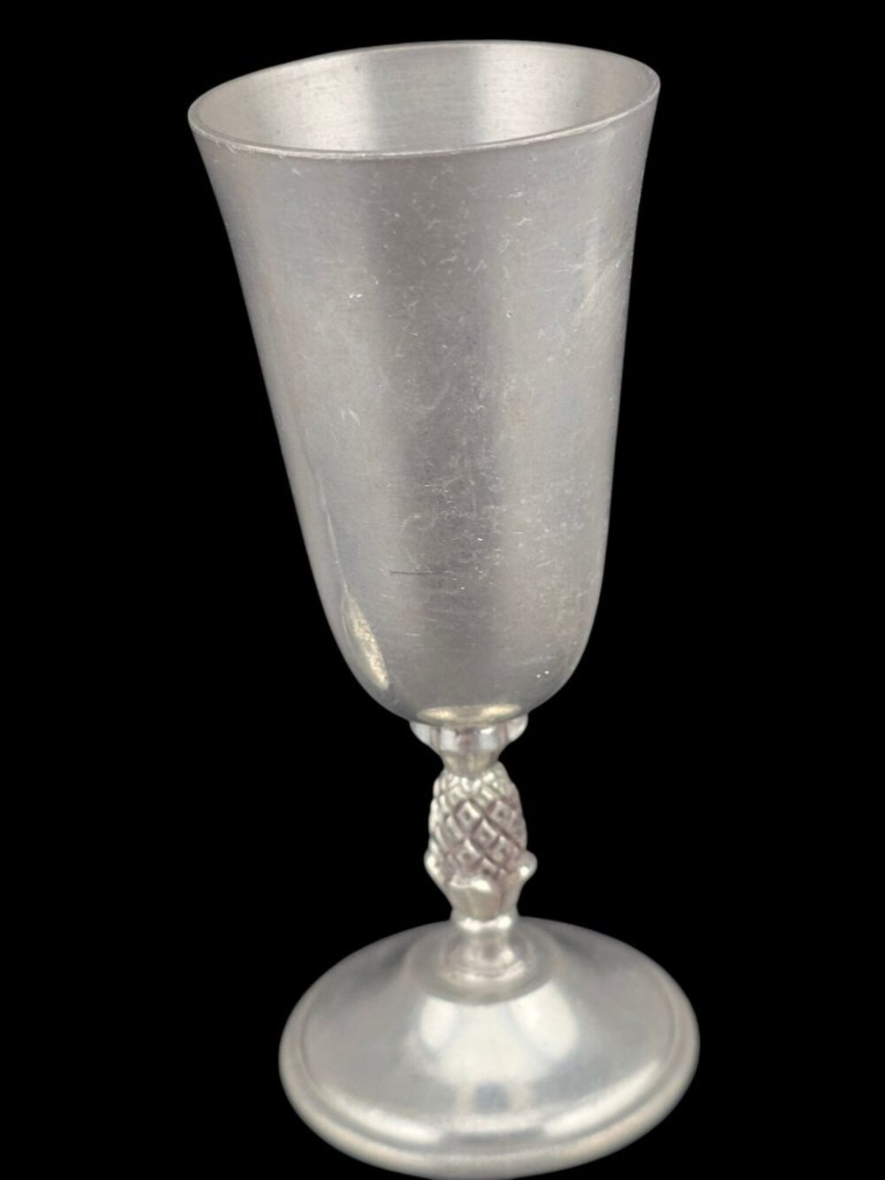 Set Of 2 Vintage Pewter Cordial/Shot Goblets With Ornate Pineapple Stem - Picture 2 of 9